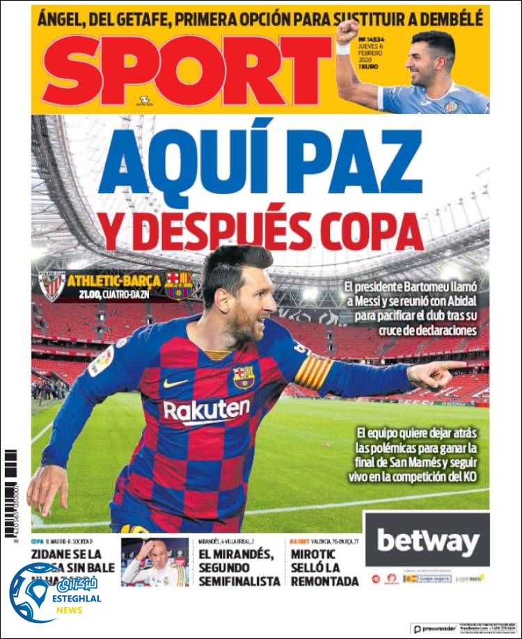 روزنامه ورزشی اسپورت پنجشنبه 17 بهمن 1398