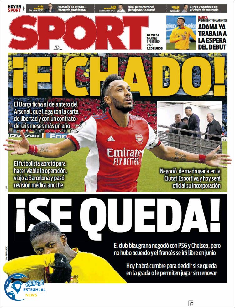 روزنامه ورزشی اسپورت سه شنبه 12 بهمن 1400