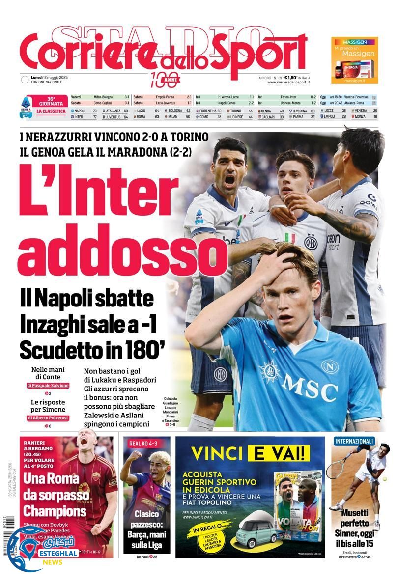 روزنامه ورزشی کوریره دلو اسپورت دوشنبه 22 اردیبهشت 1404 