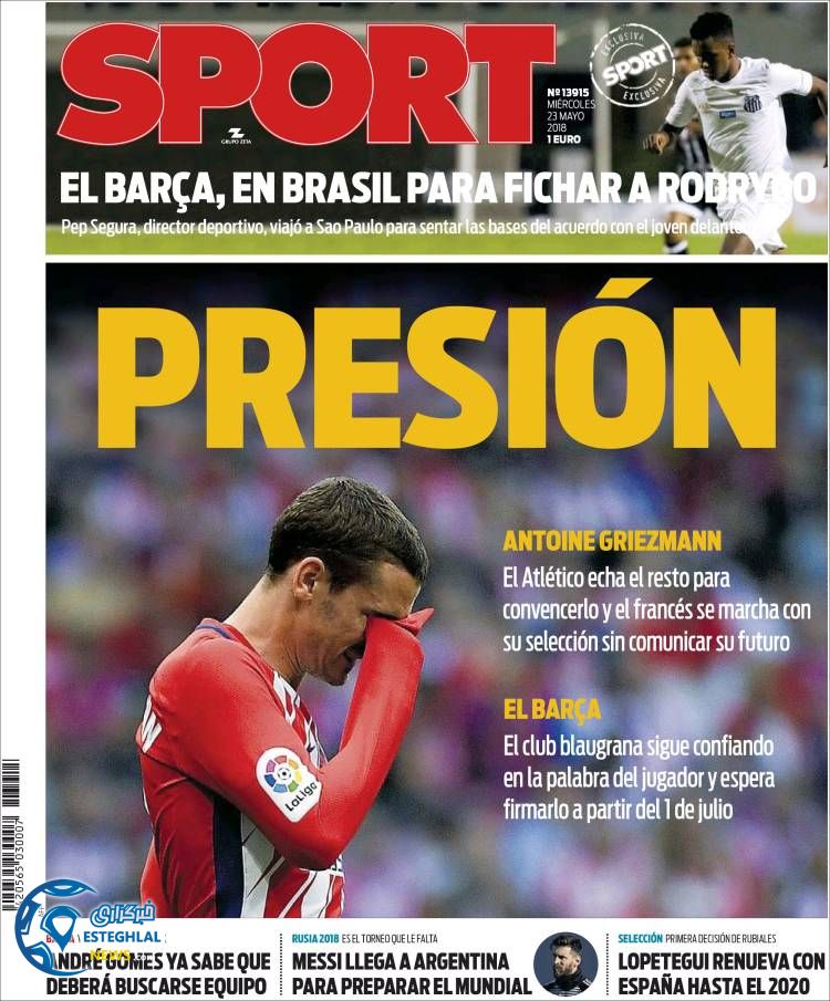 روزنامه اسپورت چهارشنبه 2 خرداد 1397