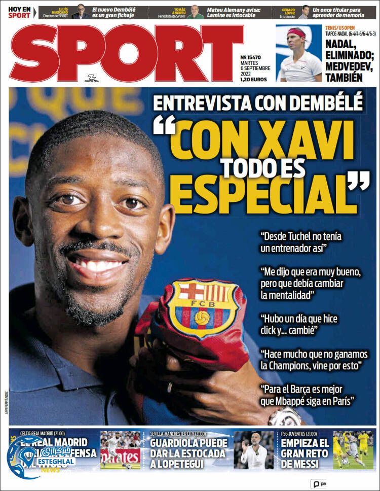 روزنامه ورزشی اسپورت سه شنبه 15 شهریور 1401 