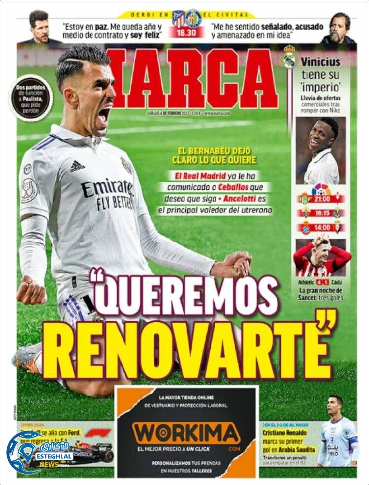 روزنامه ورزشی مارکا شنبه 15 بهمن 1401 