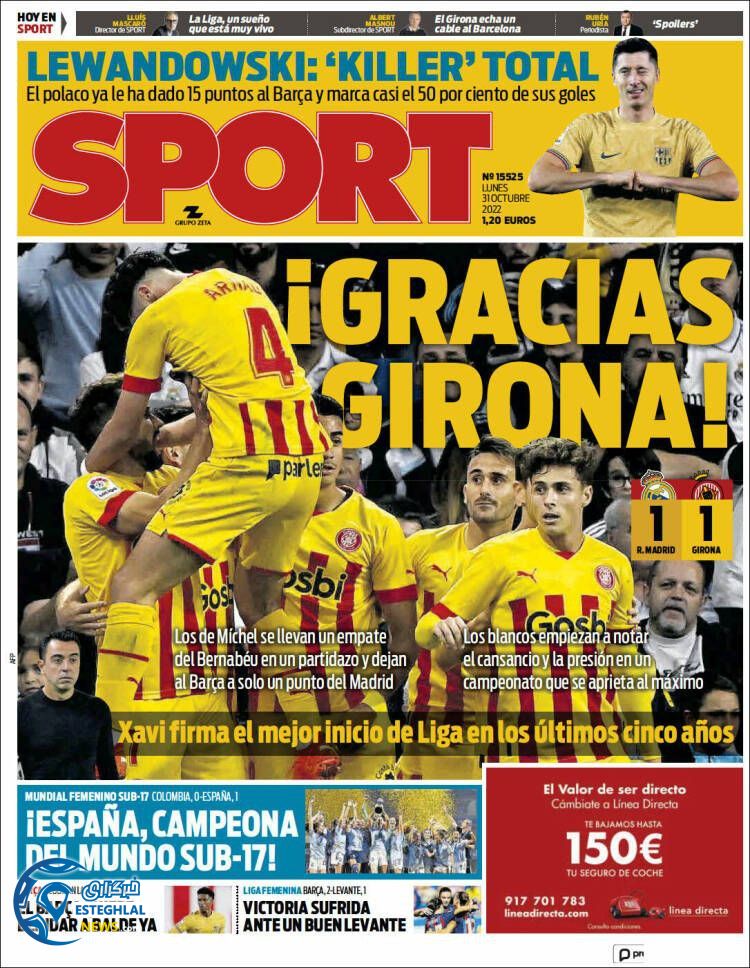 روزنامه ورزشی اسپورت دوشنبه 9 آبان 1401 