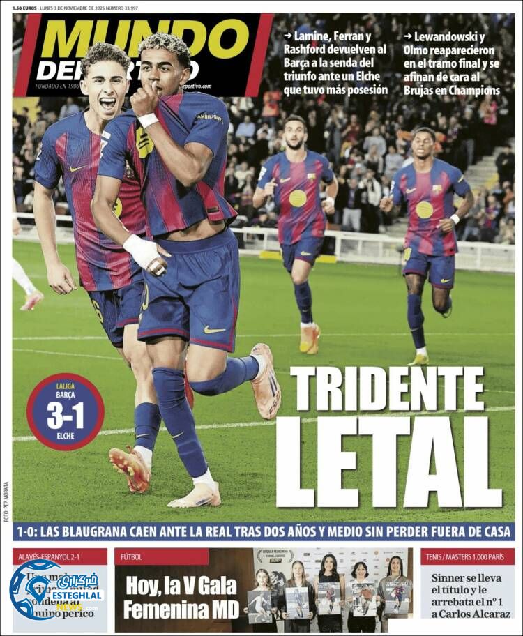 روزنامه ورزشی  موندو دپورتیوو دوشنبه 12 آبان 1404 