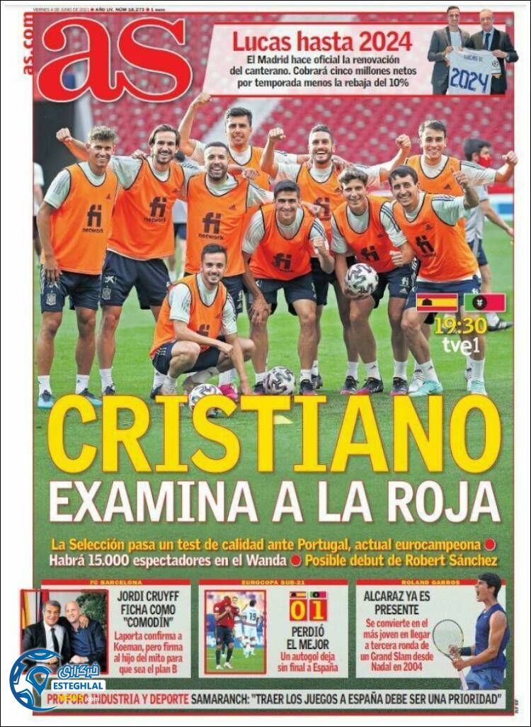 روزنامه ورزشی آ اس جمعه 14 خرداد 1400