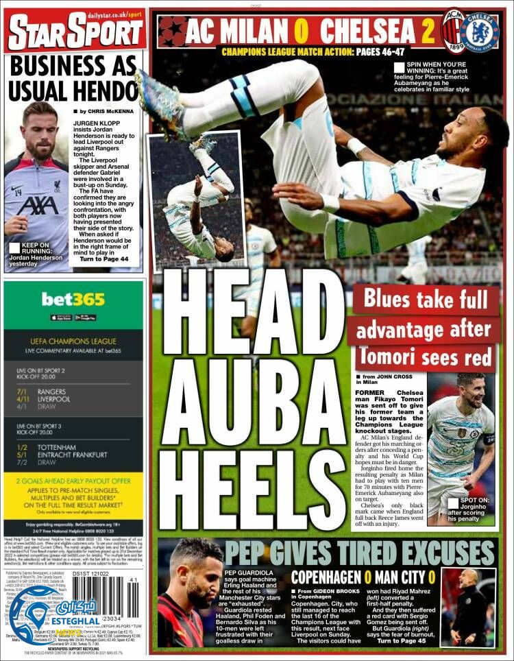 روزنامه ورزشی استار اسپورت چهارشنبه 20 مهر 1401 