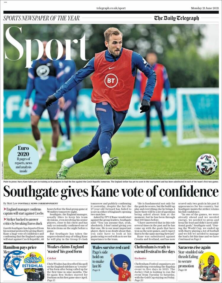 روزنامه ورزشی تلگراف اسپورت دوشنبه 31 خرداد 1400