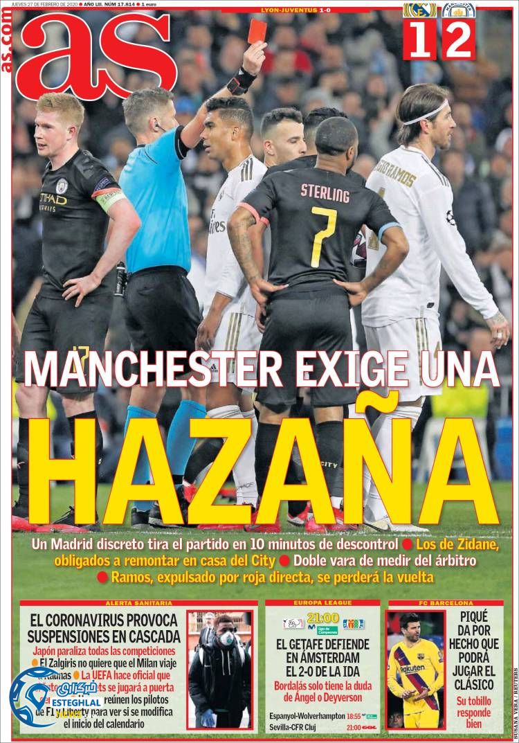 روزنامه ورزشی آاس پنجشنبه 8 اسفند 1398