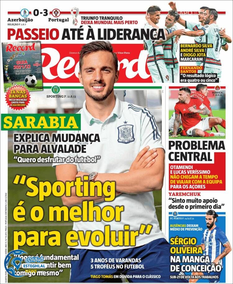 روزنامه ورزشی رکورد چهارشنبه 17 شهریور 1400