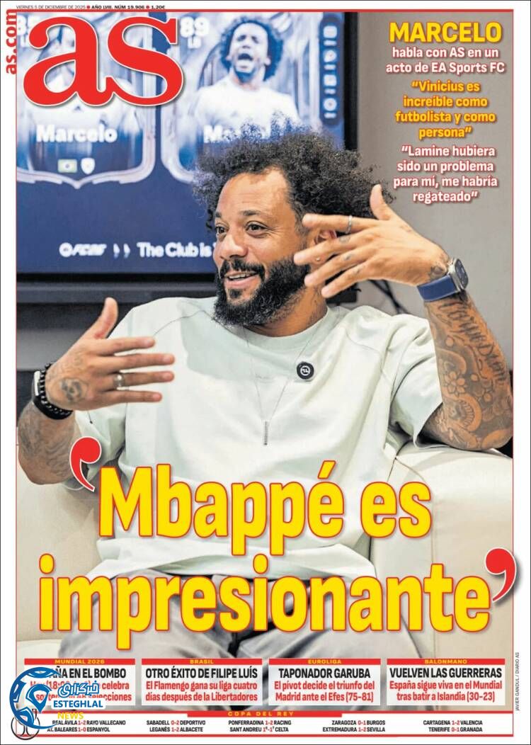 روزنامه  ورزشی آ اس جمعه 14 آذر 1404 