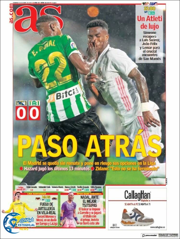 روزنامه ورزشی آ اس یکشنبه 5 اردیبهشت 1400