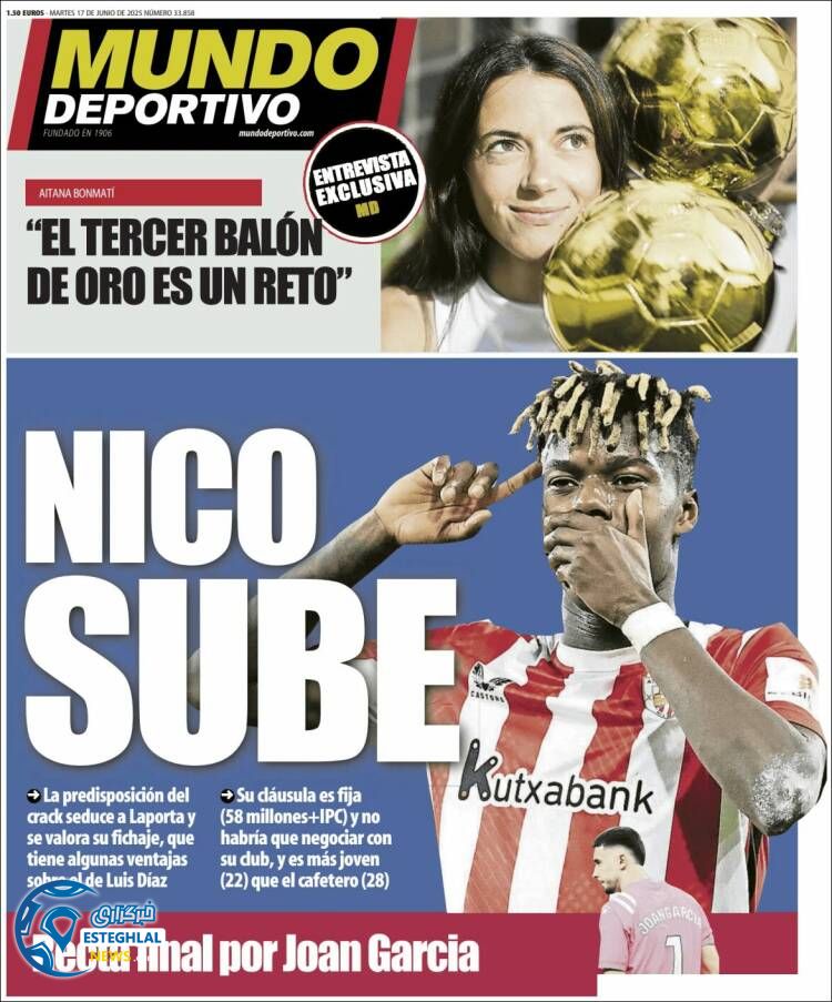 روزنامه ورزشی موندو دپورتیوو سه شنبه 27 خرداد 1404 