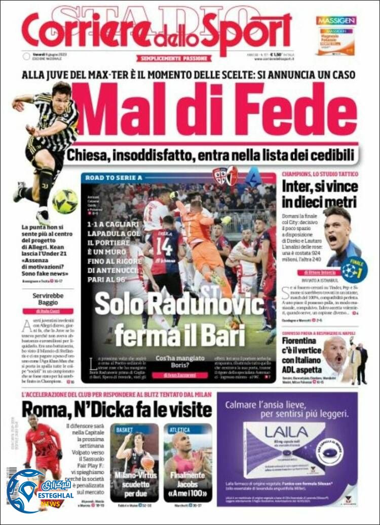 روزنامه ورزشی کوریره دلو اسپورت جمعه 19 خرداد 1402  