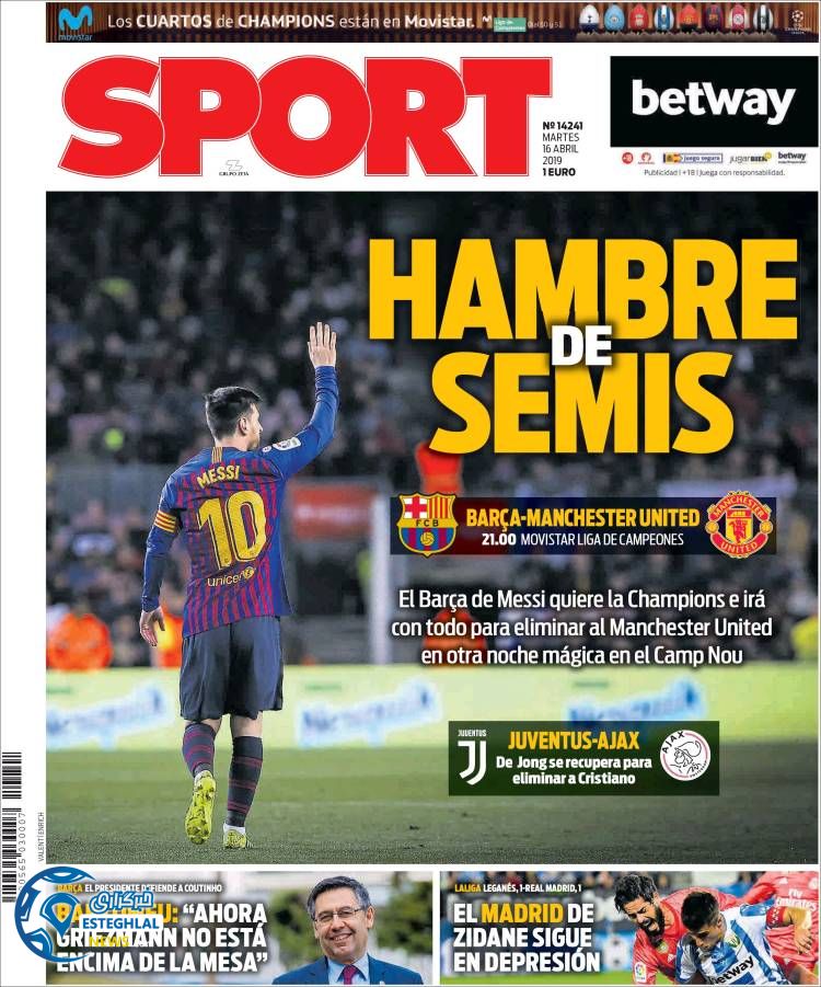 روزنامه ورزشی اسپورت سه شنبه 27 فروردین 1398