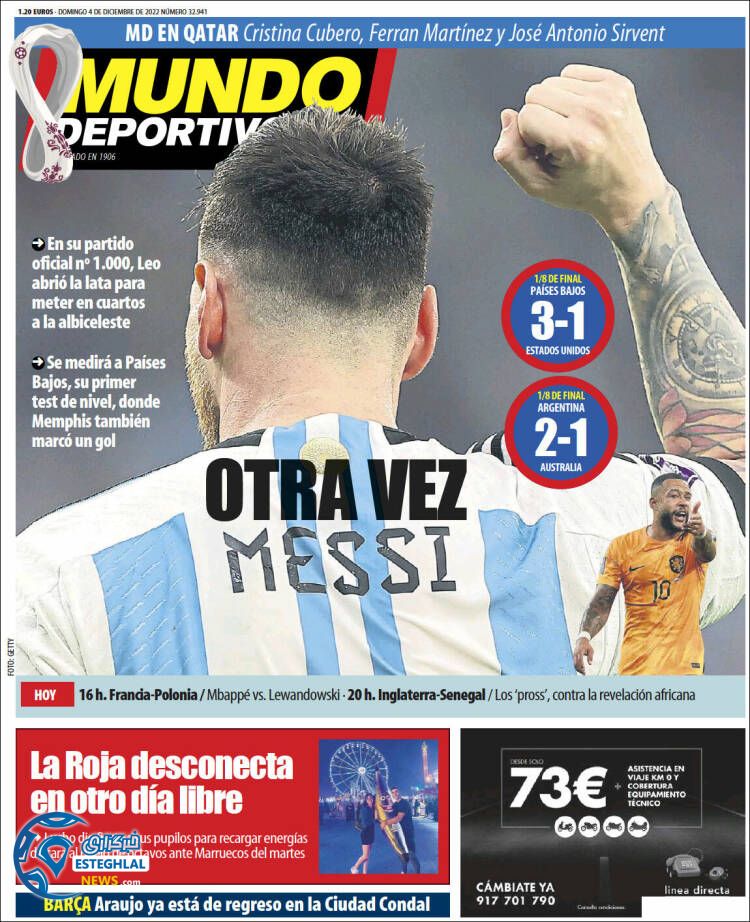 روزنامه ورزشی موندو دپورتیوو یکشنبه 13 آذر 1401