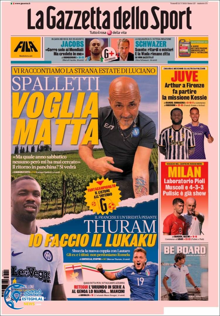 روزنامه ورزشی گاتزتا دلو اسپورت جمعه 30 تیر 1402 