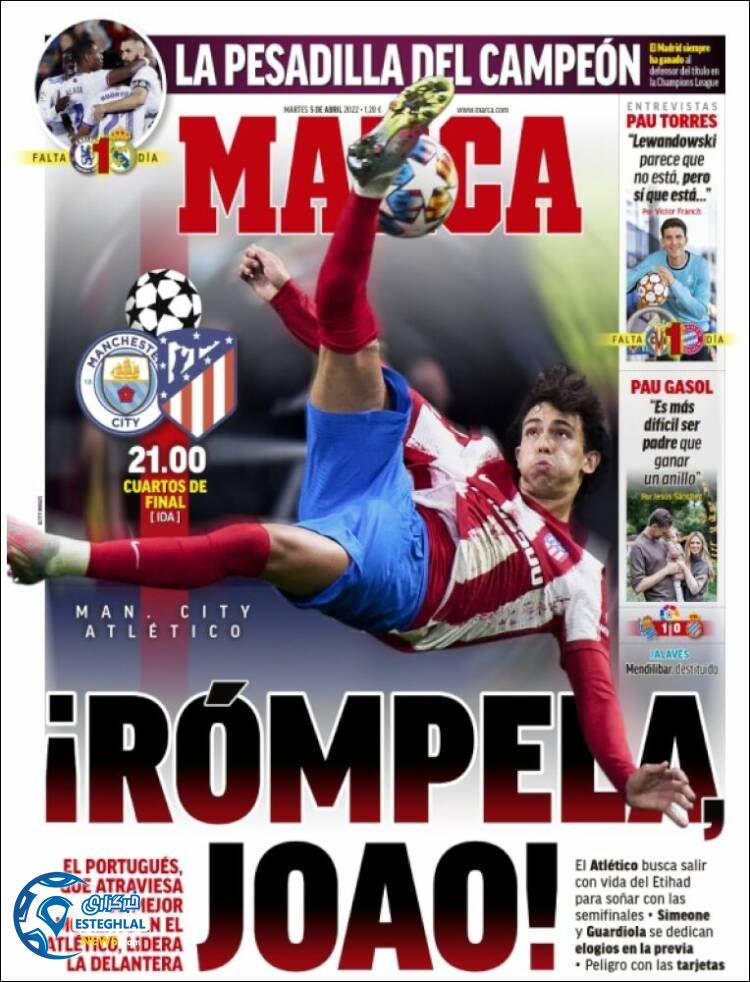 روزنامه ورزشی مارکا سه شنبه 16 فروردین 1401