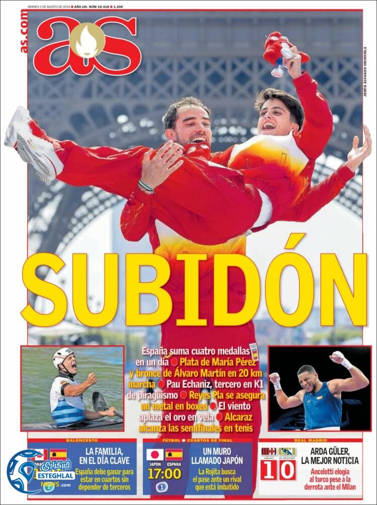 روزنامه ورزشی آ اس جمعه 12 مرداد 1403 