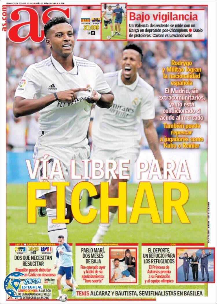 روزنامه ورزشی آ اس شنبه 7 آبان 1401 