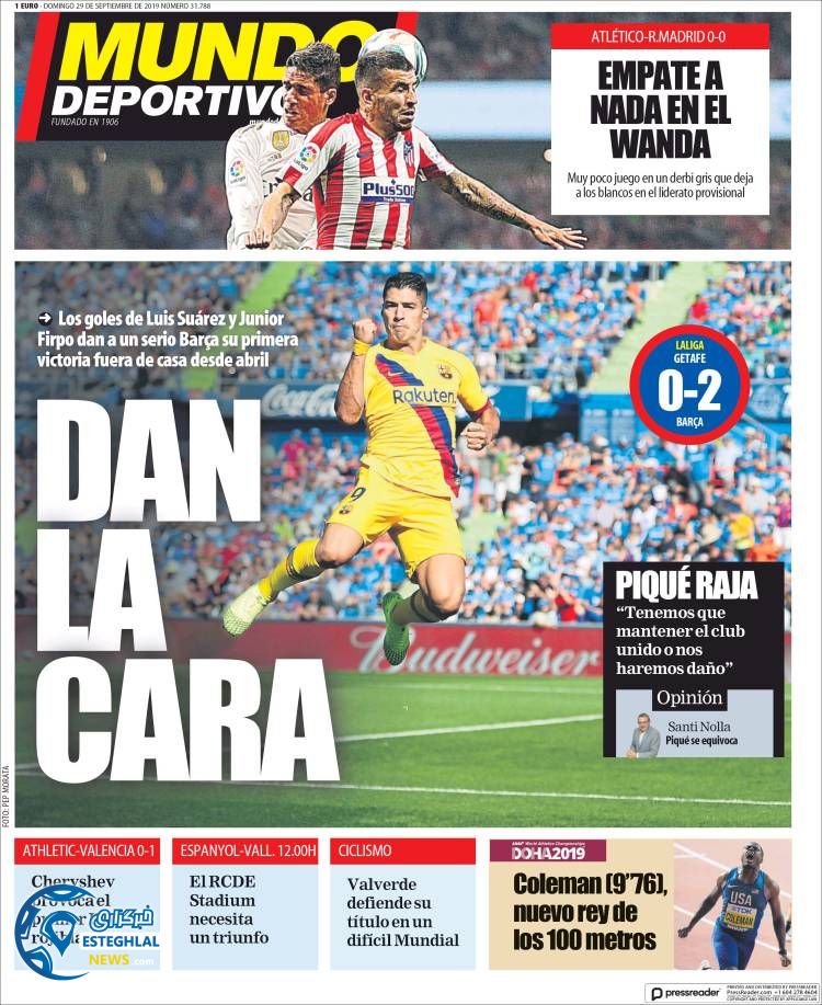 روزنامه ورزشی موندو دپورتیوو یکشنبه 7 مهر 1398 