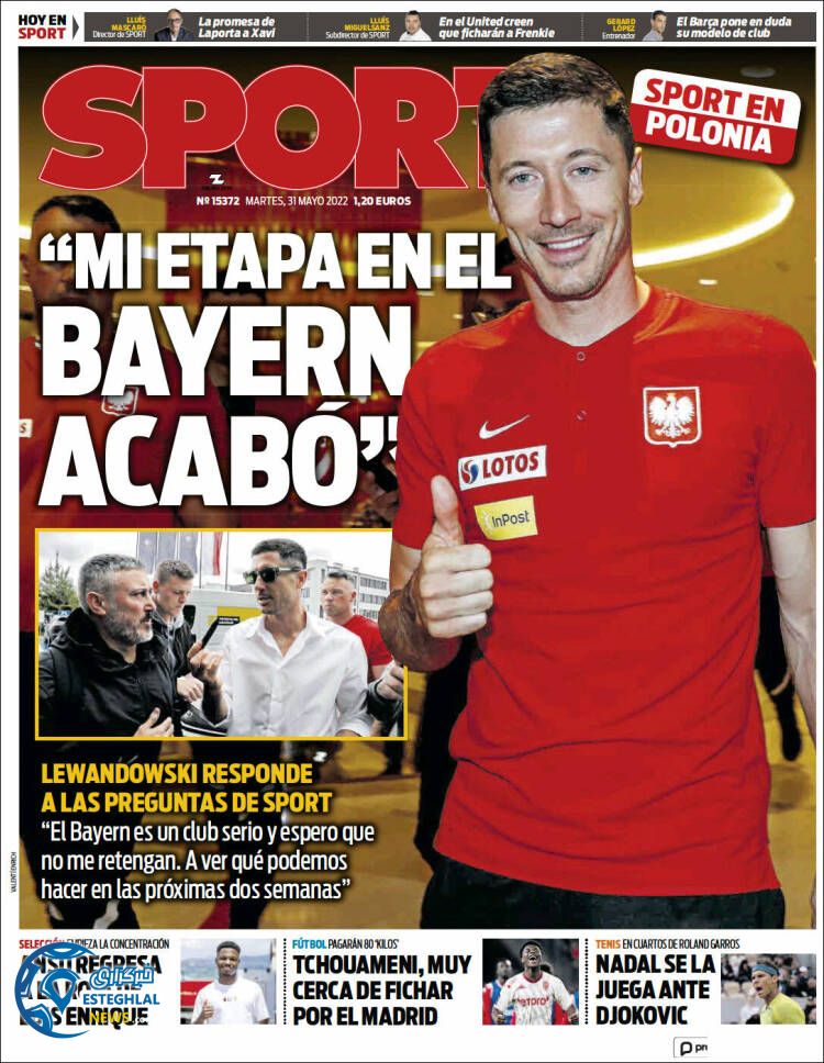 روزنامه ورزشی اسپورت سه شنبه 10 خرداد 1401