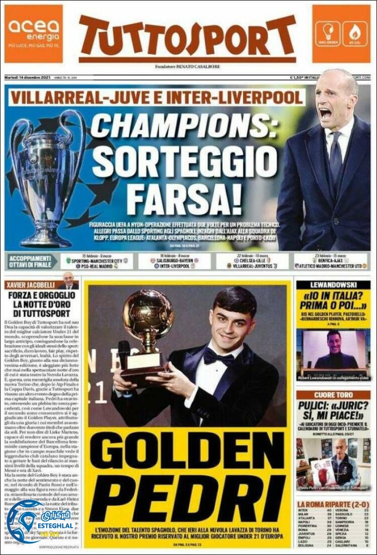 روزنامه ورزشی توتو اسپورت سه شنبه 23 آذر 1400