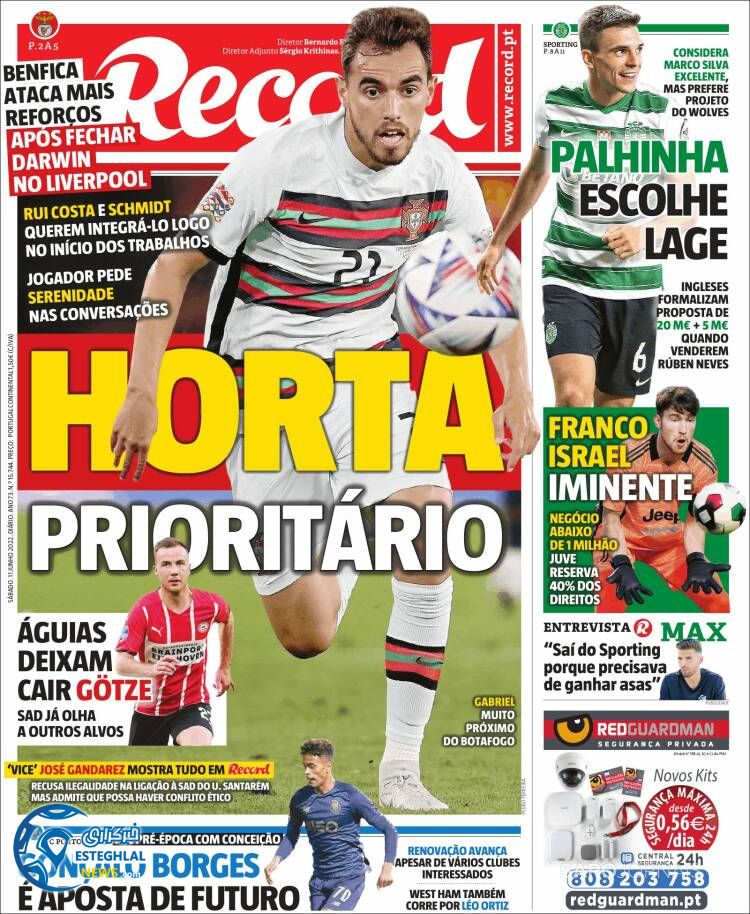 روزنامه ورزشی رکورد شنبه 21 خرداد 1401