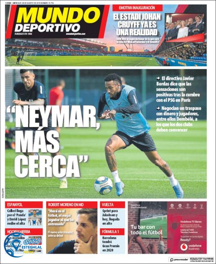 روزنامه ورزشی موندو دپورتیوو چهارشنبه 6 شهریور 1398