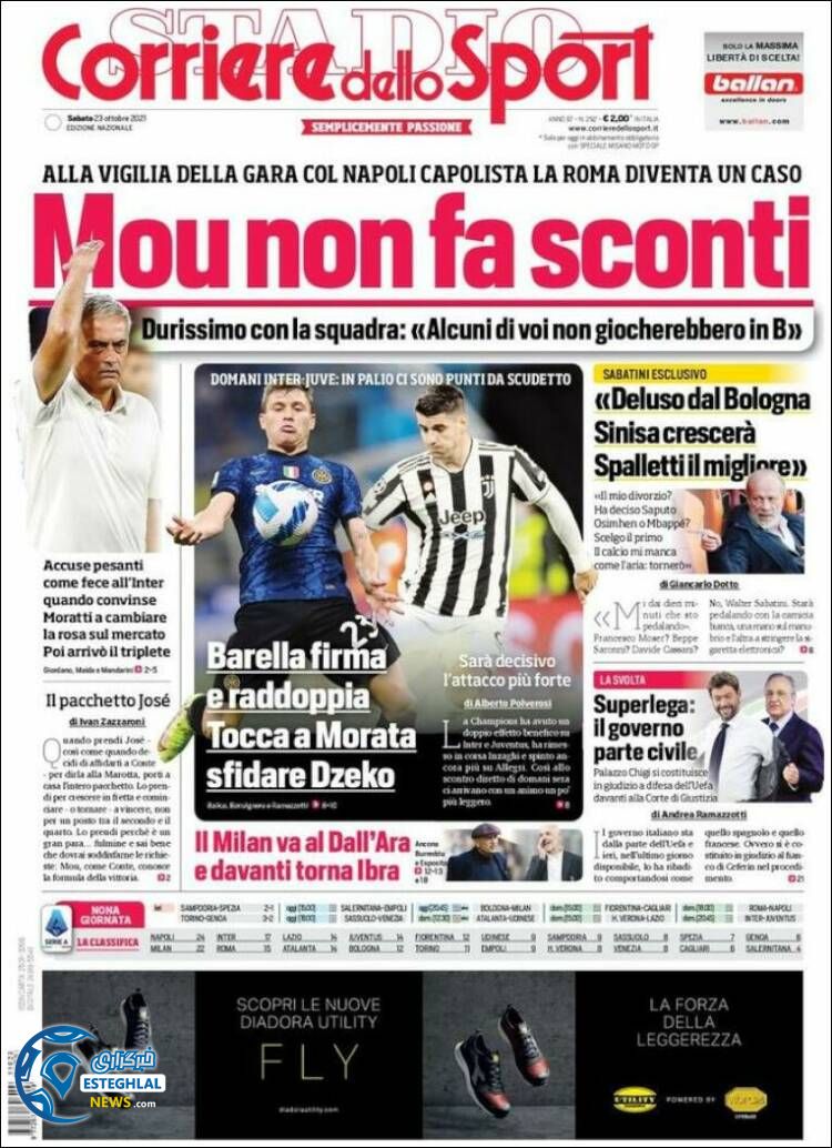 روزنامه ورزشی کوریره دلو اسپورت شنبه 1 آبان 1400