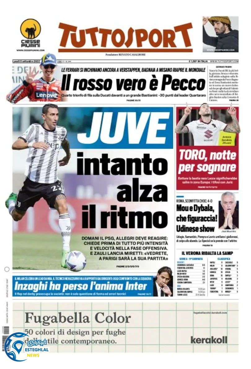 روزنامه ورزشی توتو اسپورت دوشنبه 14 شهریور 1401 