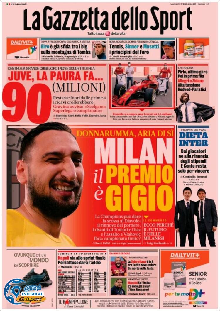 روزنامه ورزشی گاتزتا دلو اسپورت سه شنبه 21 اردیبهشت 1400