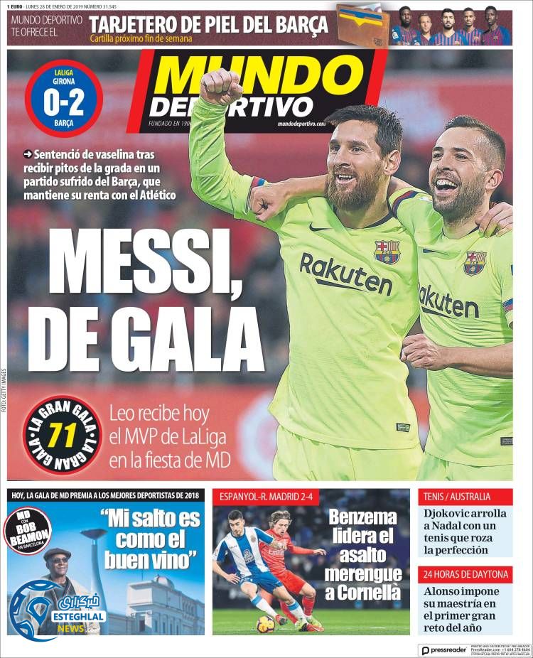 روزنامه ورزشی موندو دپورتیوو دوشنبه 8 بهمن 1397