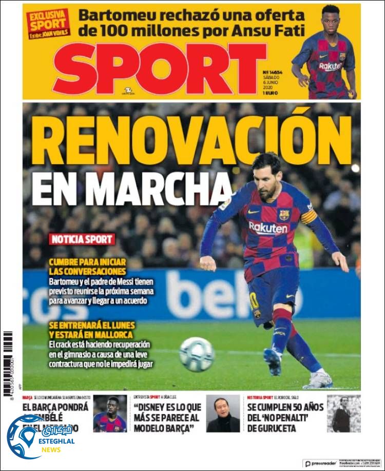 روزنامه ورزشی اسپورت شنبه 17 خرداد 1399