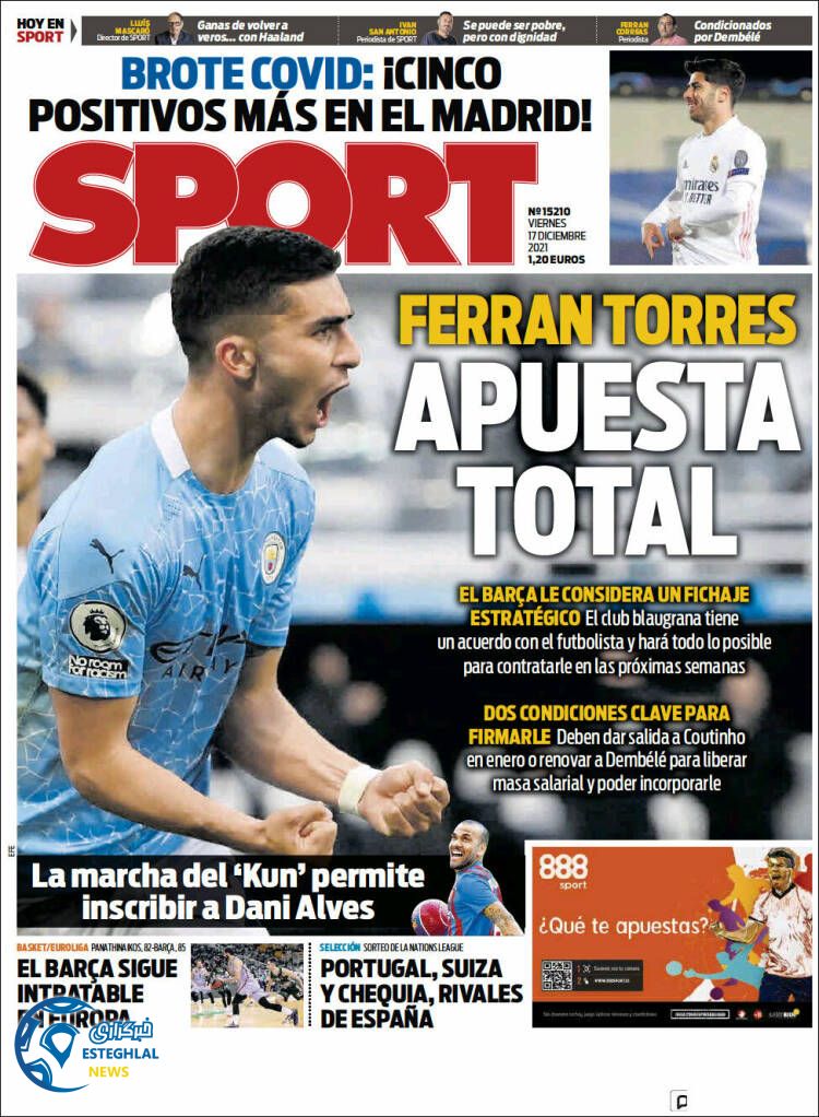 روزنامه ورزشی اسپورت جمعه 26 آذر 1400