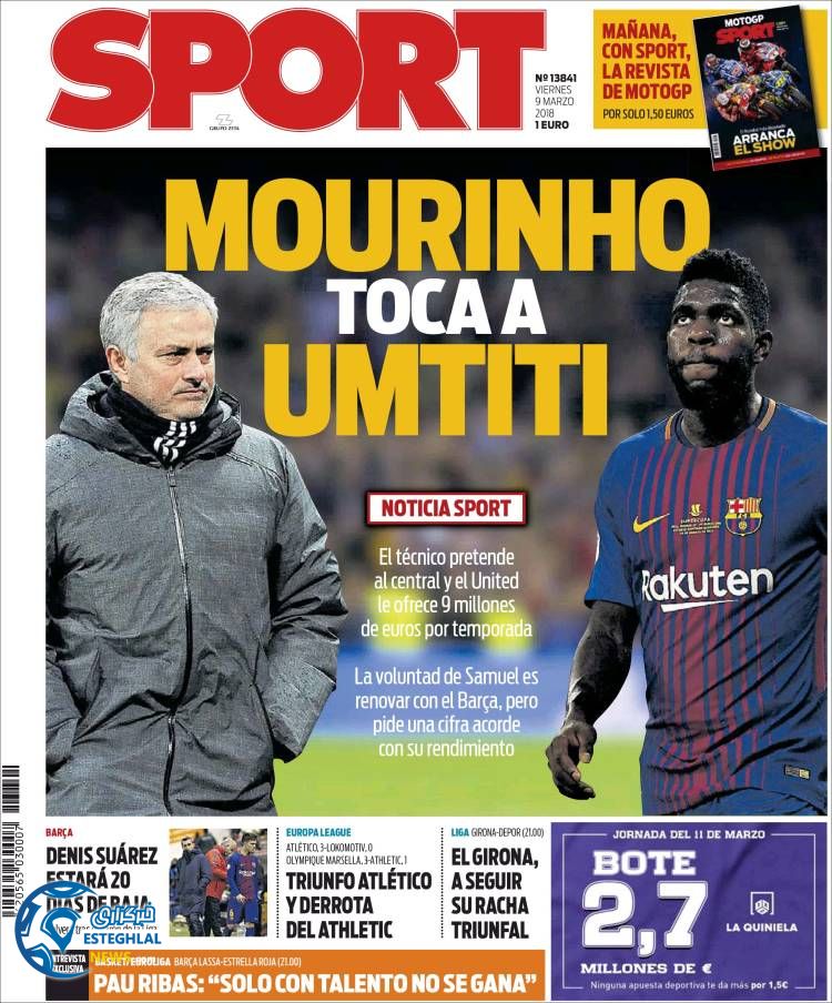 روزنامه ورزشی اسپورت جمعه 18 اسفند 1396