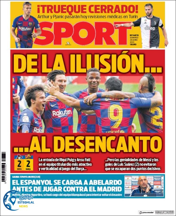 روزنامه ورزشی اسپورت یکشنبه 8 تیر 1399