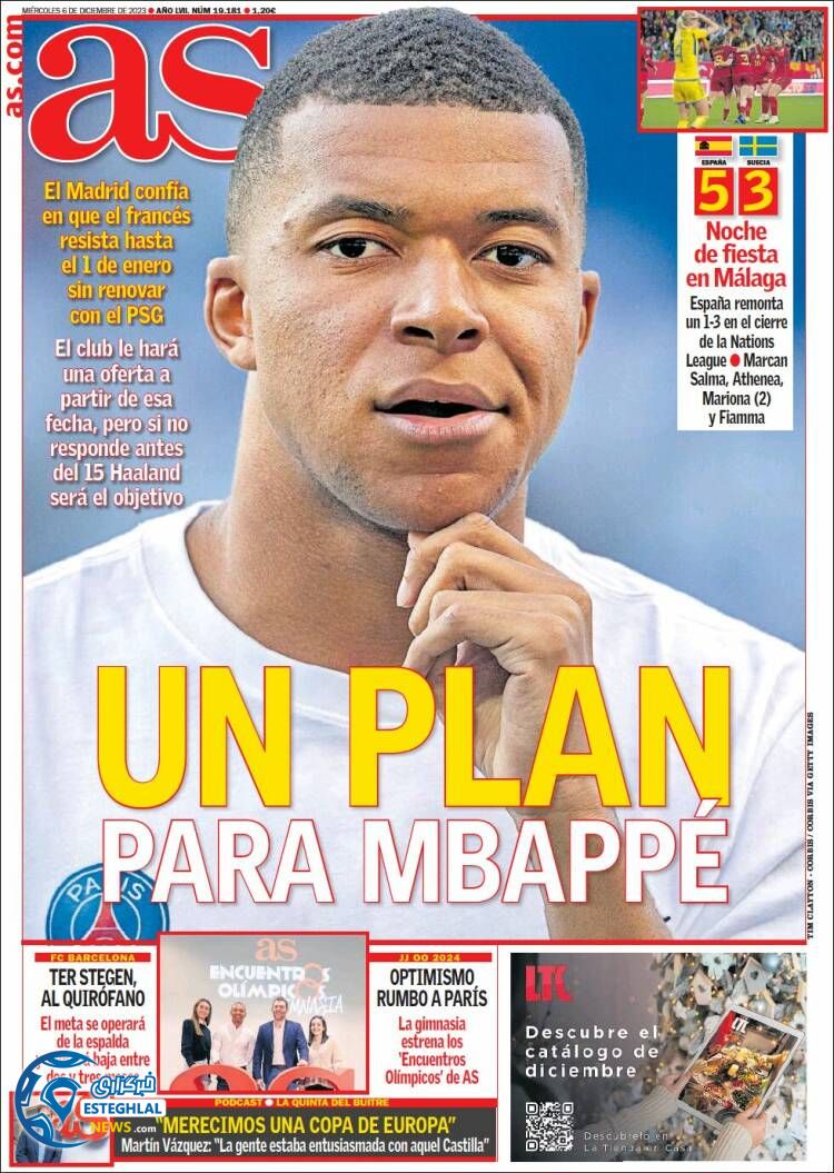 روزنامه ورزشی آ اس چهارشنبه 15 آذر 1402 