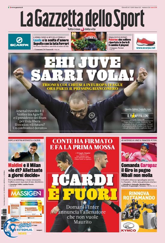 روزنامه ورزشی گاتزتا دلو اسپورت پنجشنبه 9 خرداد 1398