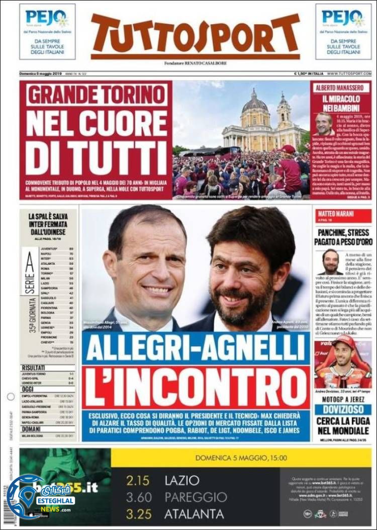 روزنامه ورزشی توتو اسپورت یکشنبه 15 اردیبهشت 1398