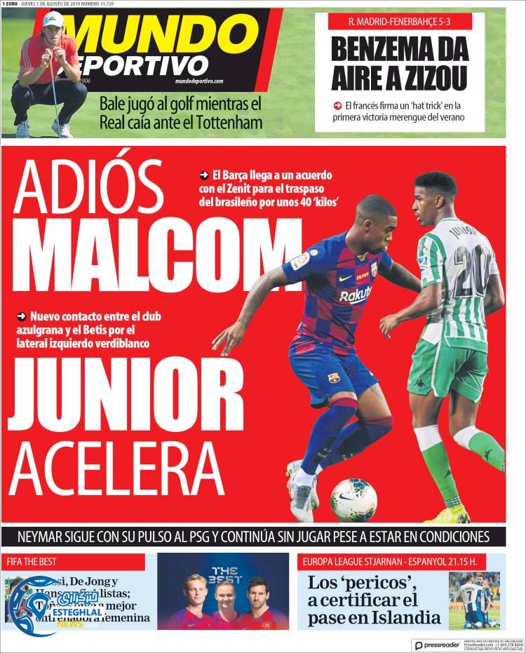 روزنامه ورزشی موندو دپورتیوو پنجشنبه 10 مرداد 1398