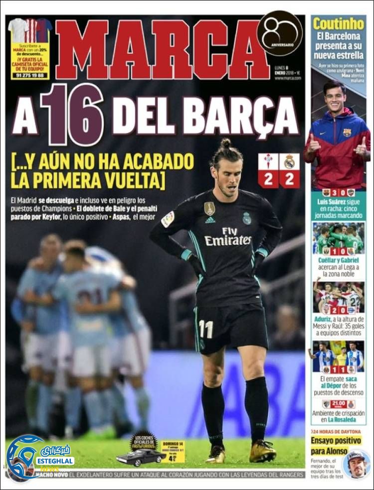 روزنامه مارکا دوشنبه 18 دی 1396