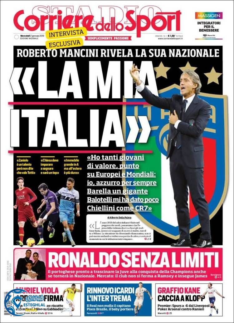 روزنامه ورزشی کوریره دلو اسپورت چهارشنبه 12 دی 1397