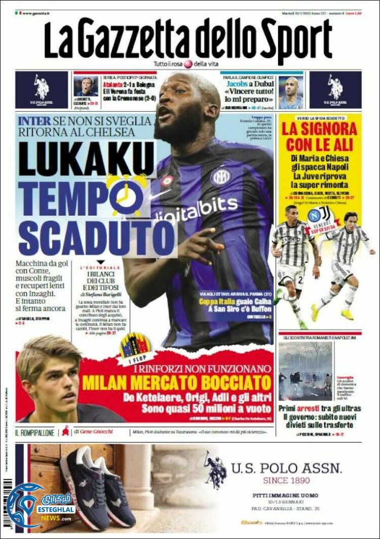 روزنامه ورزشی گاتزتا دلو اسپورت سه شنبه 20 دی 1401 