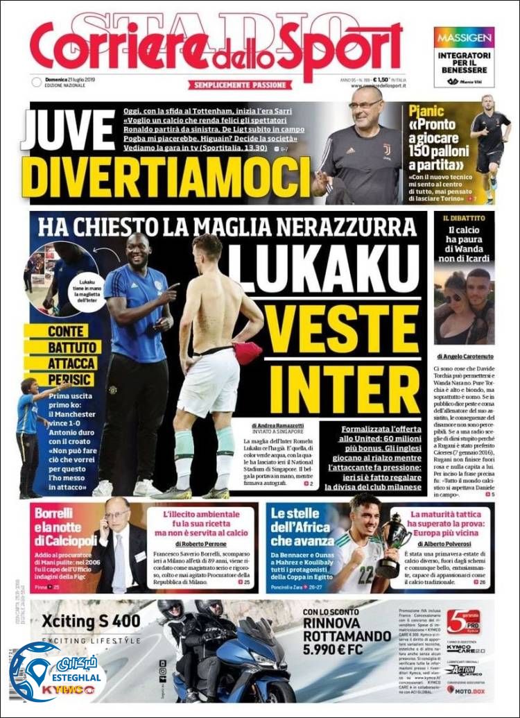 روزنامه ورزشی کوریره دلو اسپورت یکشنبه 30 تیر 1398