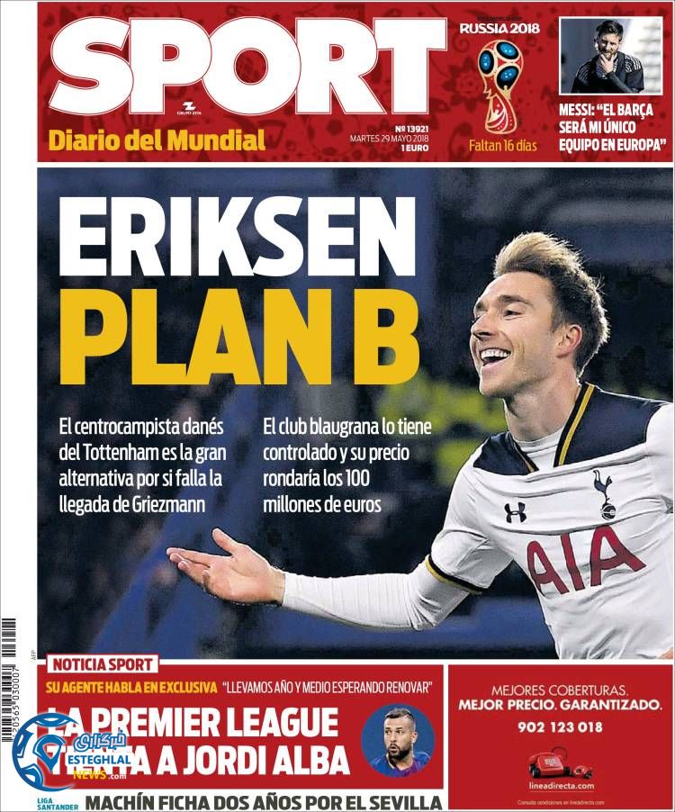 روزنامه ورزشی اسپورت سه شنبه 8 خرداد 1397