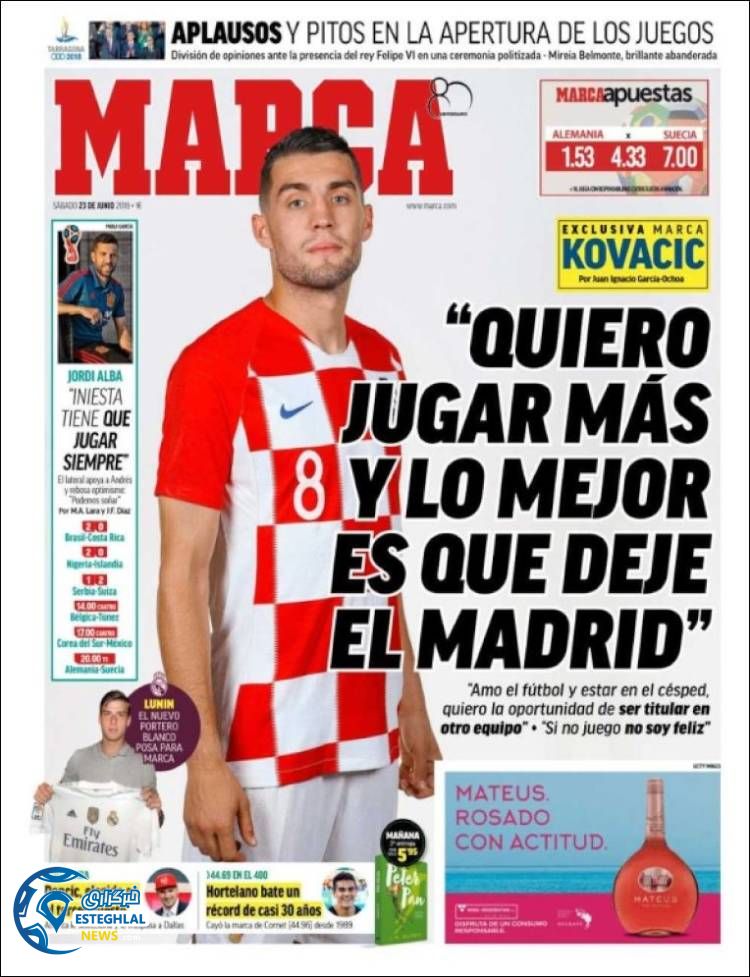 روزنامه ورزشی مارکا شنبه 2 تیر 1397