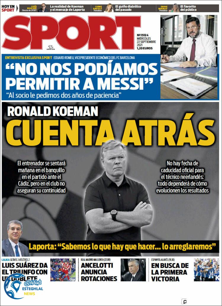 روزنامه ورزشی اسپورت چهارشنبه 31 شهریور 1400