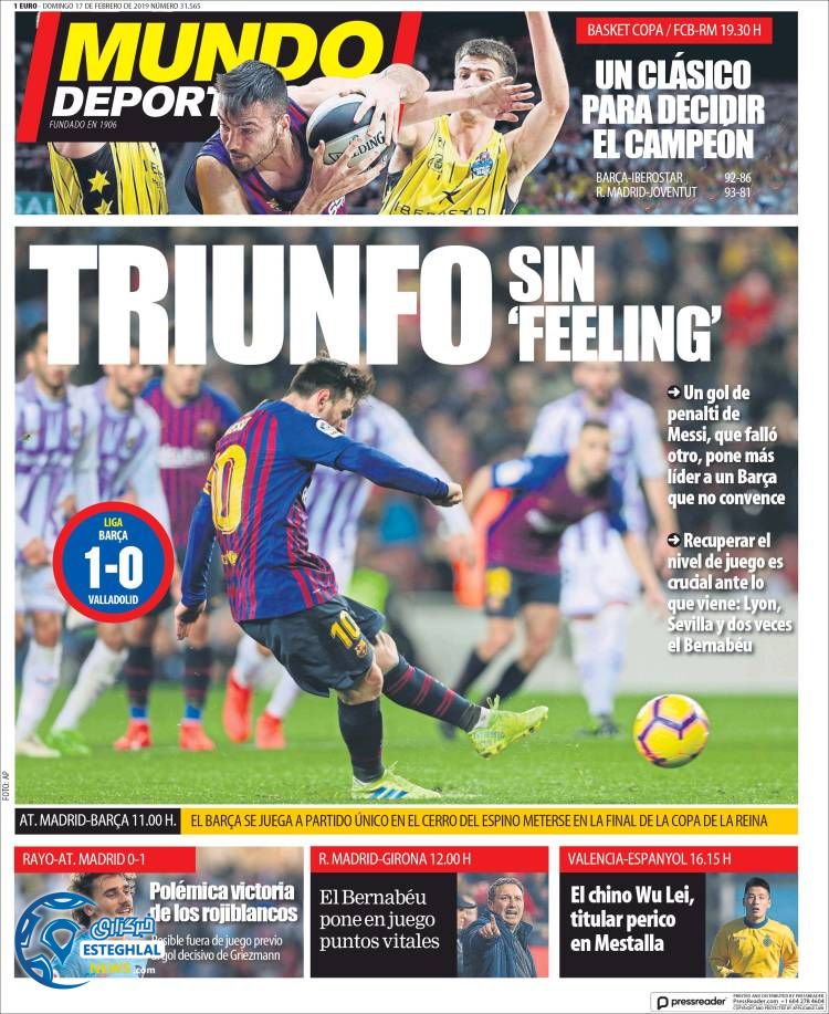 روزنامه ورزشی موندو دپورتیوو یکشنبه 28 بهمن 1397