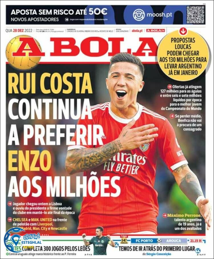 روزنامه ورزشی آبولا چهارشنبه 7 دی 1401