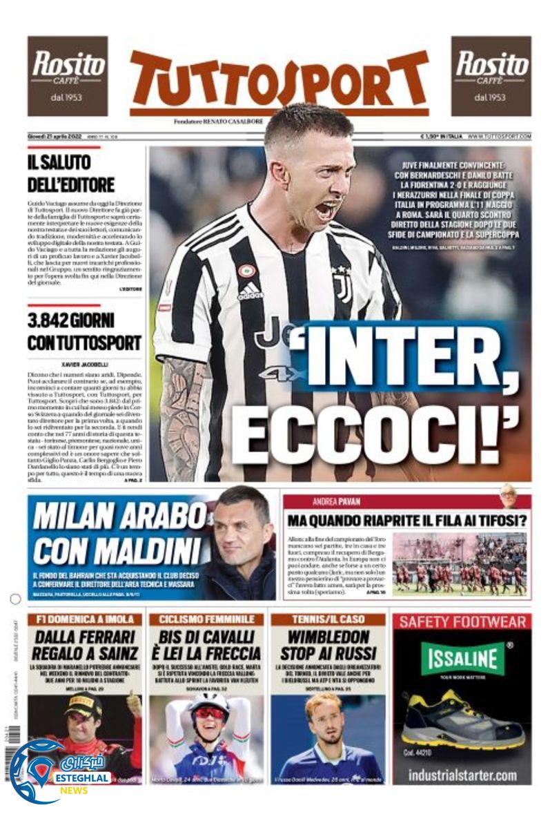 روزنامه ورزشی توتو اسپورت پنجشنبه 1 اردیبهشت 1401